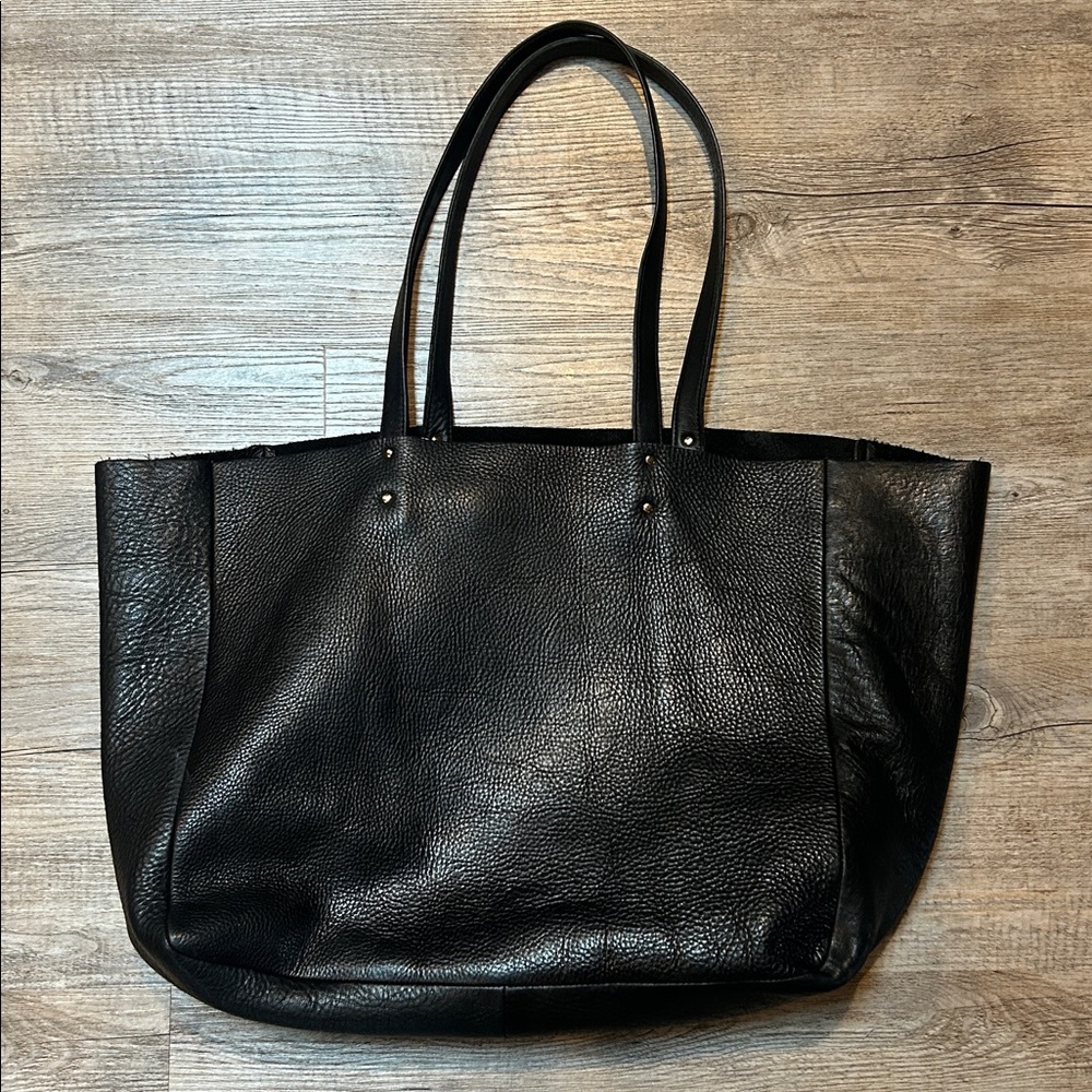 Baggu Black vintage Leather xl oversized Tote bag - Picture 2 of 9